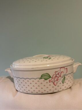 Sango Rose Chintz 3-Quart Oval Covered Casserole Dish